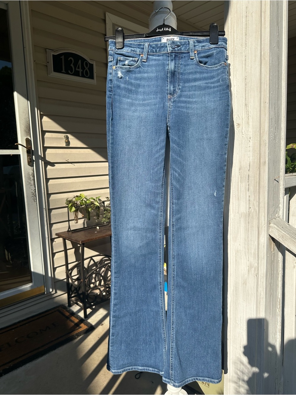 PAIGE High Rise Laurel Canyon Jeans in Medium Blue Denim